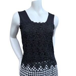 Black Lace Tank Top Floral Overlay Whimsigoth Goth Coquette Romantic Size S/M
